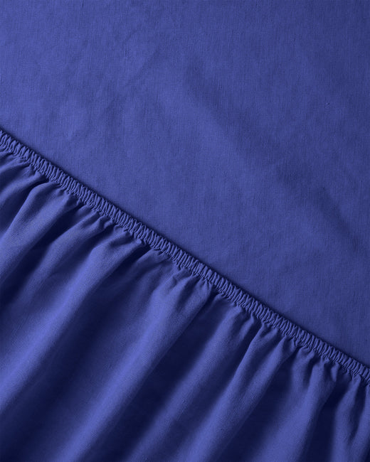 Drap housse en lin bleu royal