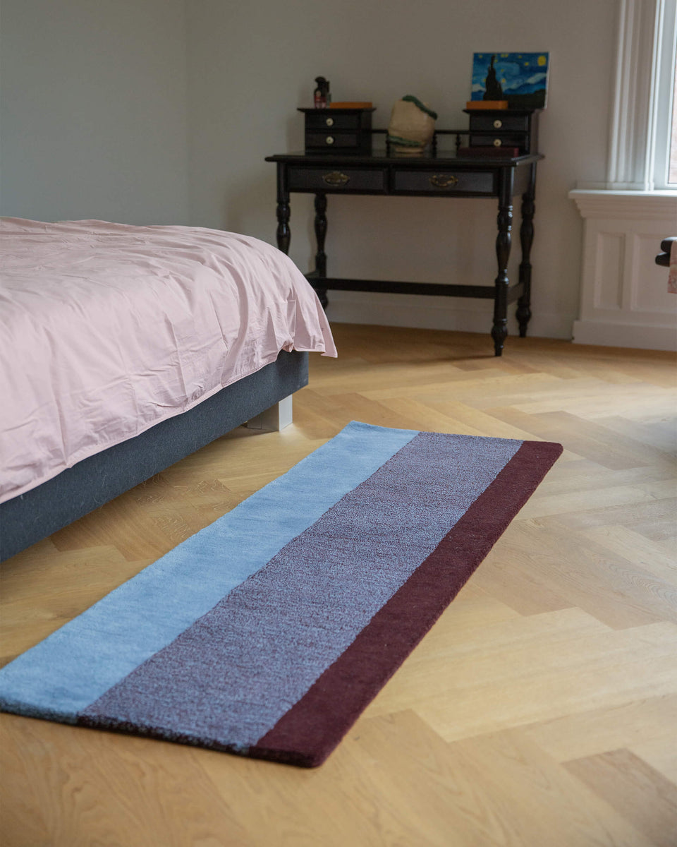 Floor Rug Wool Vertical Sky Blue Bordeaux